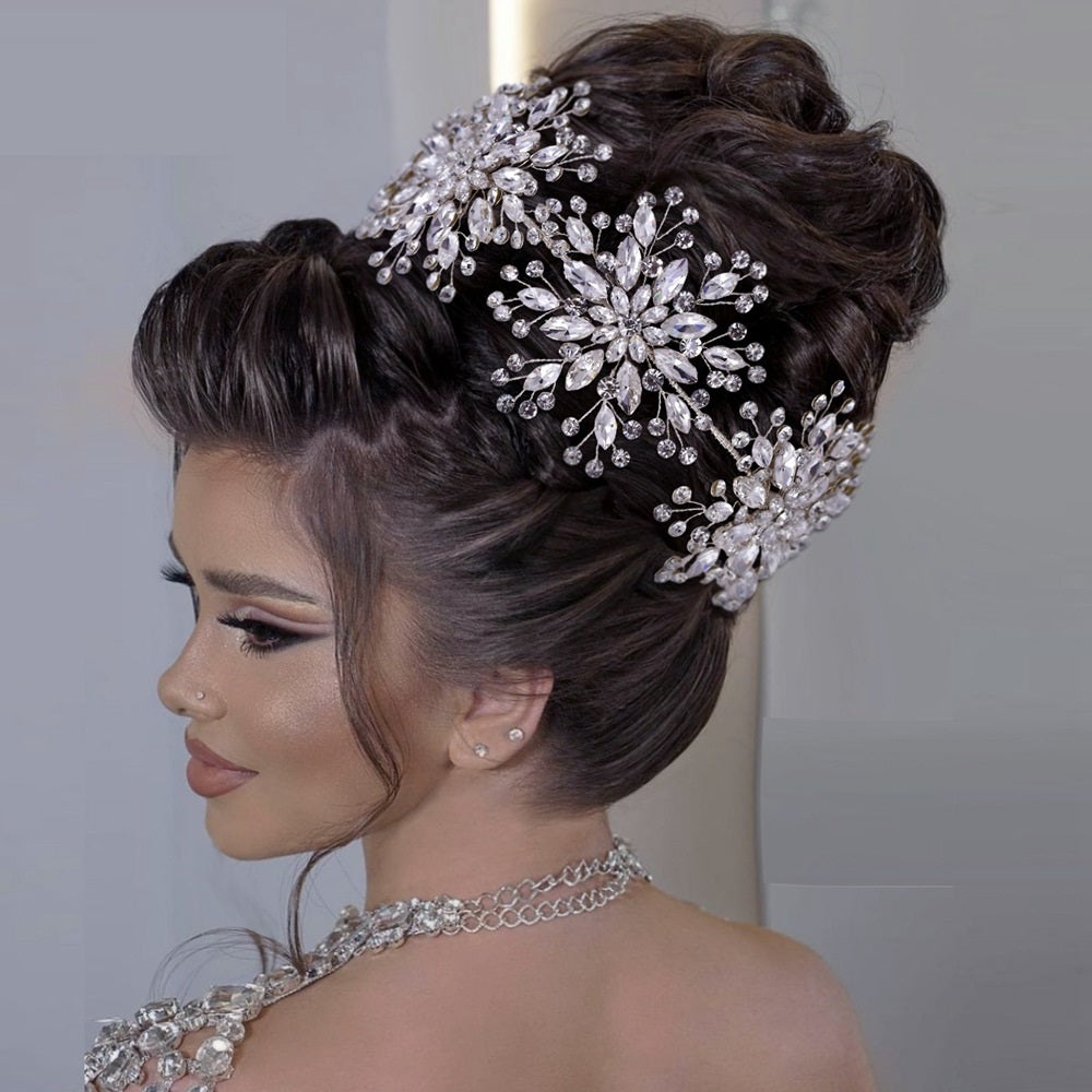 3D Flower Rhinestone Hair Band Wedding Dress Accessories