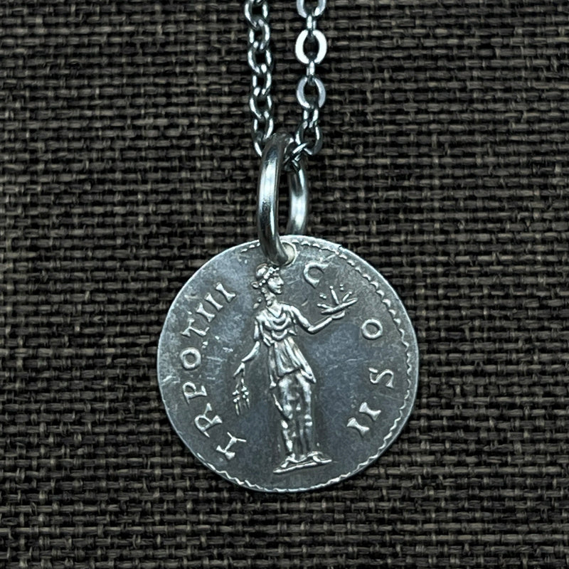 Sterling Silver Antique Coin Necklace Jewelry Collarbone Chain Coin Pendant