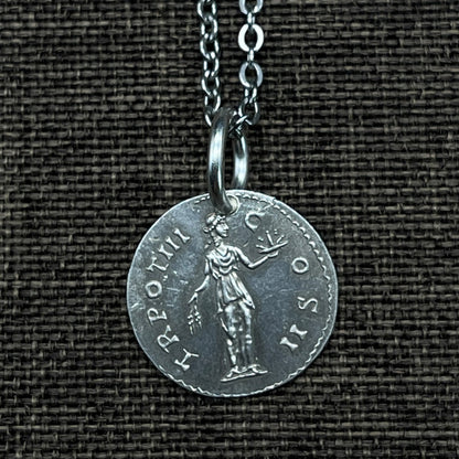 Sterling Silver Antique Coin Necklace Jewelry Collarbone Chain Coin Pendant