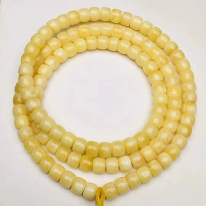 Perles de Bouddha coupées droites en cire d'abeille naturelle, accessoires d'artisanat à l'huile de poulet