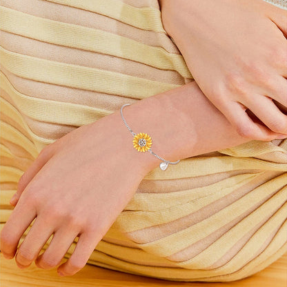 Pulseras de girasol con inicial A en plata de ley Regalos de girasol para mujeres y niñas Joyas de girasol