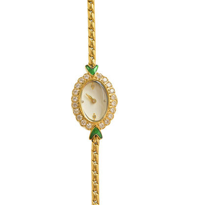 Montre femme européenne en or de petite taille, incrustée de strass, fabriquée à la main, style ancien moyen