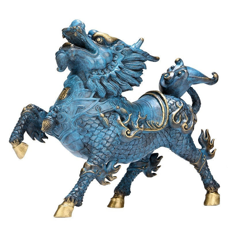 Factory Wholesale Copper Color Style Fire Kirin Ornaments A Pair Of Male And Female Crafts Home Furnishings