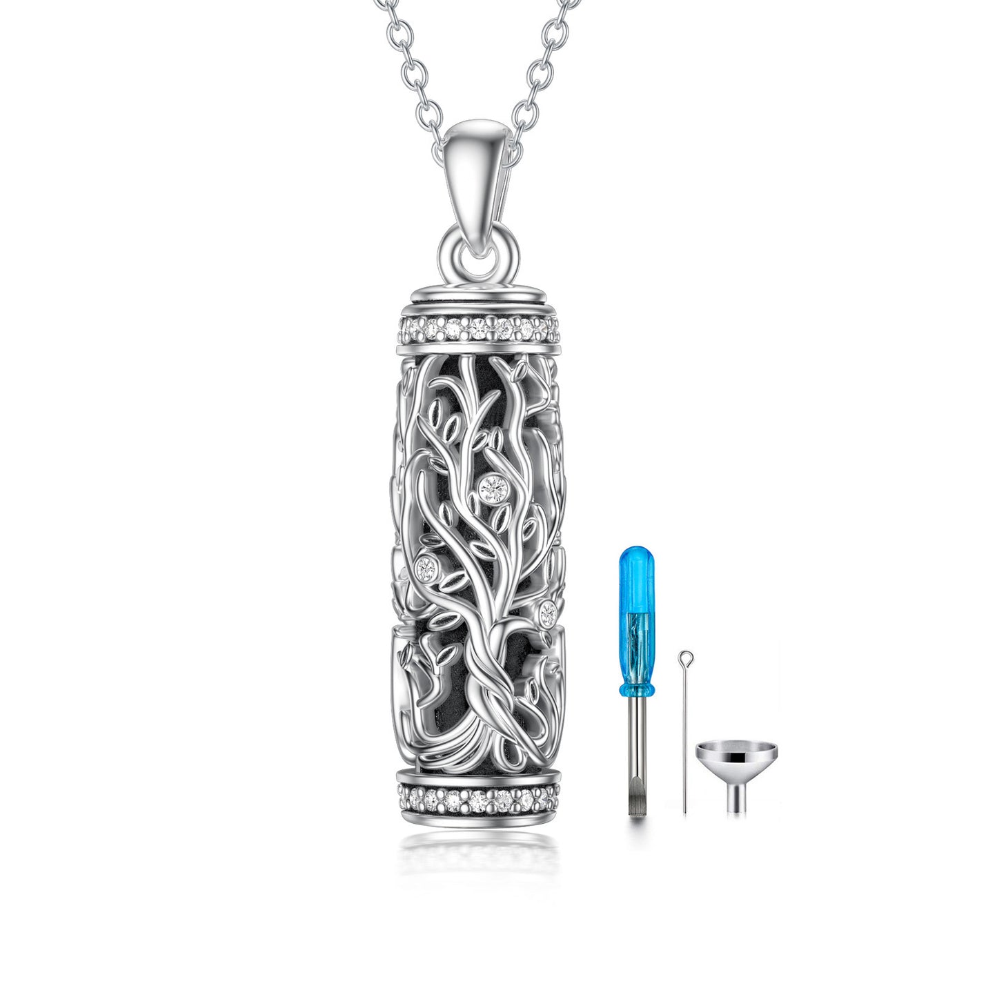 Collier Urne Arbre de Vie Collier Urne en Argent Sterling S925 Collier Cendres Pour Humain