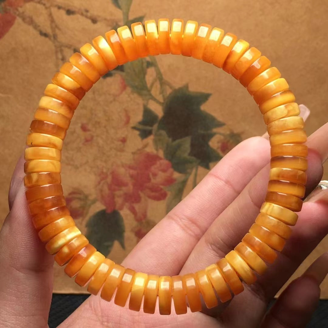 Natural Beeswax Old Honey Thin Cut Pills Bracelet