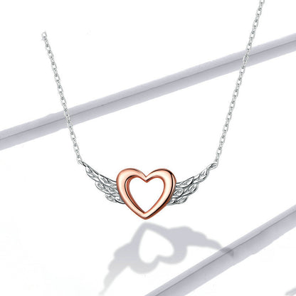 Silver Charm Original Love Wings Rose Gold Plated Necklace Ins Creative Niche Design Sense Clavicle Chain