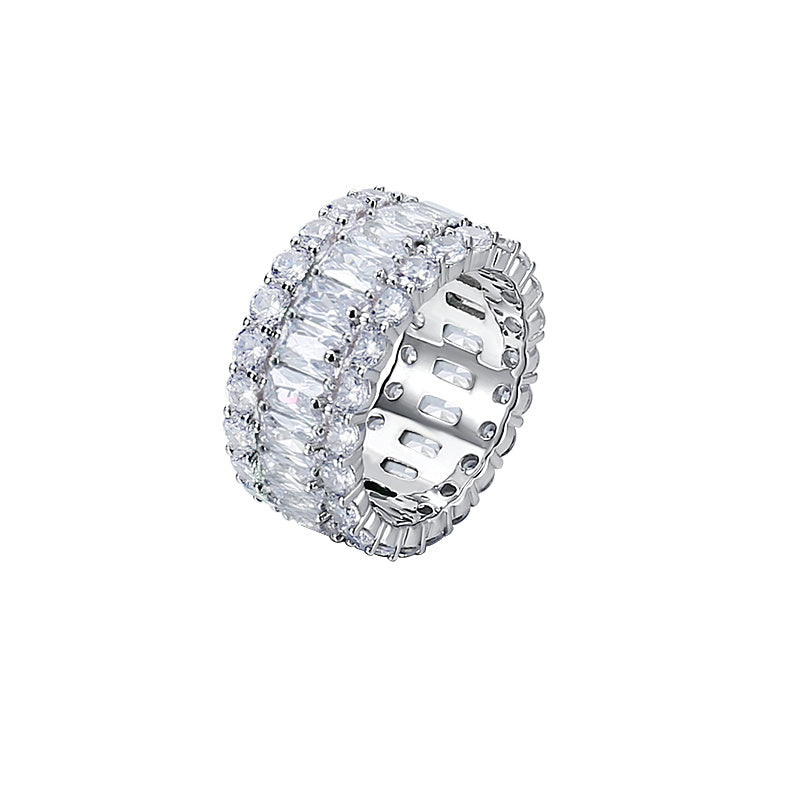 925 Sterling Silver Diamond Color Jewel Ring