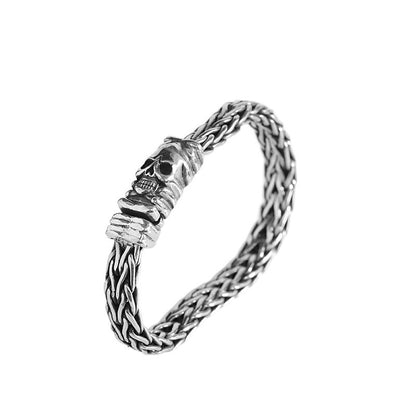 Bracelet en argent thaïlandais antique S925 pour homme Seiko avec tête de mort