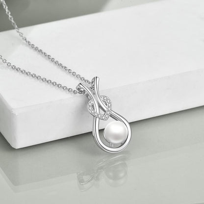 Freshwater Cultured Pearl Sterling Silver Heart Pendant Necklace