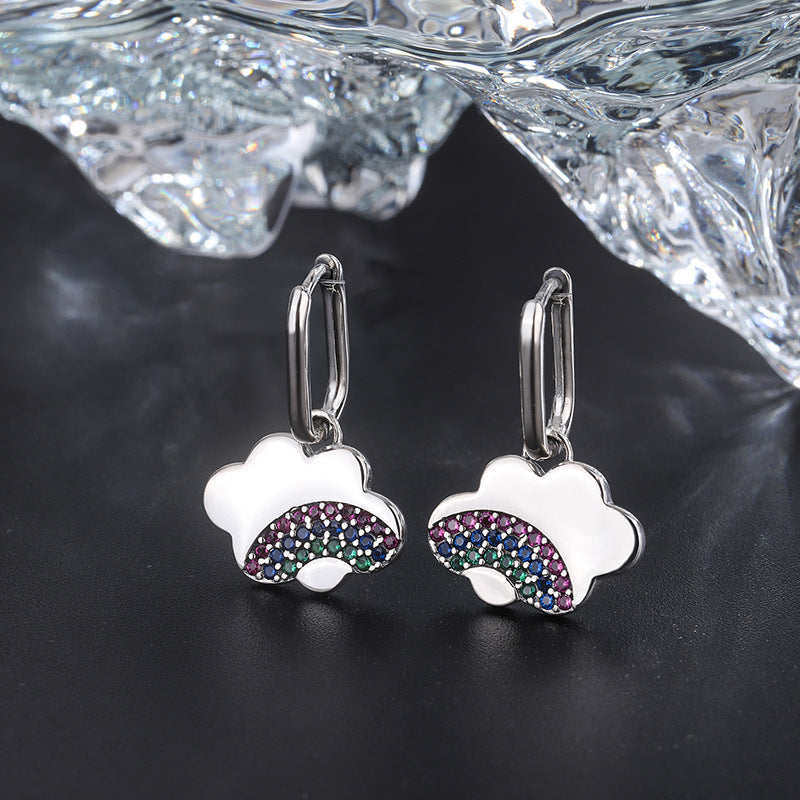 Exotic Style Rainbow Cloud S925 Sterling Silver Small Audience Earrings