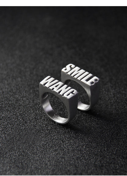 Customized Alphabet Couple Ring Customized Sterling Silver Couple Style