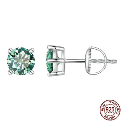 S925 Sterling Silver Square Moissanite Princess Stud Earrings