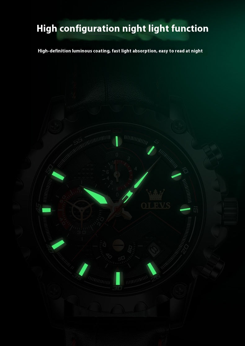 Reloj multifuncional luminoso de esfera grande para hombre