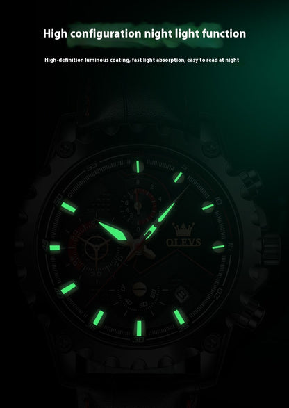 Reloj multifuncional luminoso de esfera grande para hombre