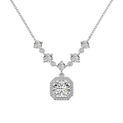 Silver S925 Round Zirconium Inlaid Large Main Stone Design Niche Exquisite High-grade Clavicle Necklace