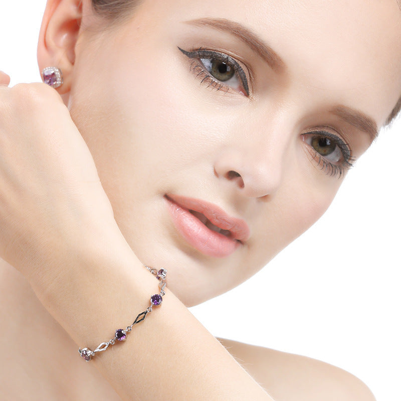 Pulsera de plata de ley con cristales para mujer