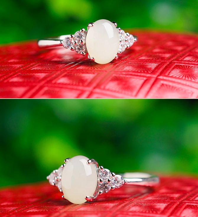 Adjustable Moonstone jade Ring with 925 silver