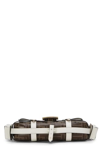 Fendi, Pre-Loved White Zucca Coated Canvas Cage Baguette, White