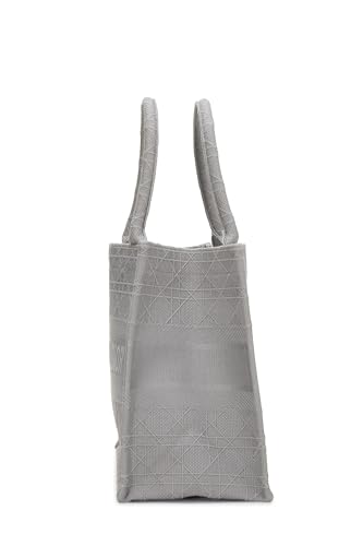 Dior, Bolso tipo libro mediano de lona gris Pre-Loved, Gris