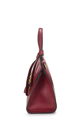 Gucci, Pre-Loved Red Leather GG Marmont Top Handle Flap Bag Mini, Red