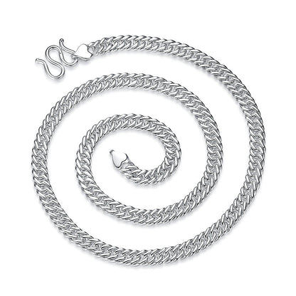 Collier cubain en argent pur 990 pour homme avec chaîne gourmette épaisse