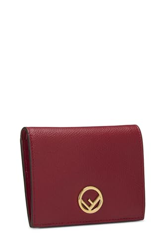 Fendi, portefeuille compact « F is Fendi » en cuir de veau rouge d'occasion, rouge