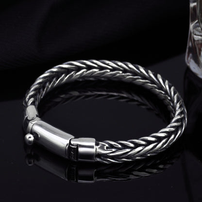 S925 Silver Handmade Woven Keel Bracelet For Men