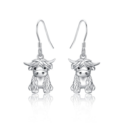 925 Sterling Silver Highland Cow Necklace Cow Earrings Cow Jewelry