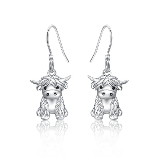 925 Sterling Silver Highland Cow Necklace Cow Earrings Cow Jewelry