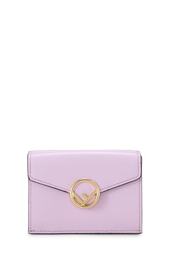 Fendi, portefeuille compact « F is Fendi » en cuir rose d'occasion, rose