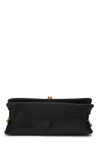 Chanel, Pre-Loved Black Quilted Satin Half Flap Micro, Black