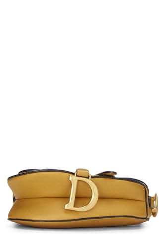 Dior, Pre-Loved Yellow Leather Saddle Bag Mini, Yellow