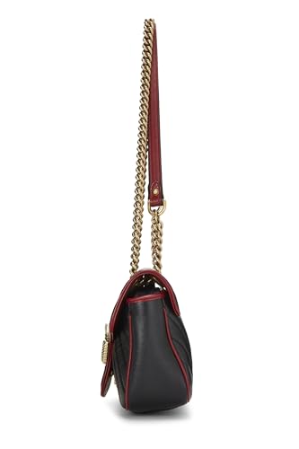 Gucci, sac à bandoulière Torchon Marmont en cuir noir d'occasion, petit modèle, multicolore