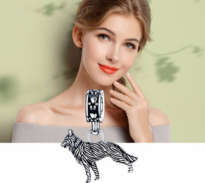 Sterling silver beads s925 stereo loyal shepherd dog pendant pendant bracelet accessories S