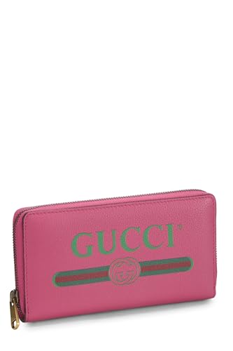 Gucci, portefeuille en cuir rose avec logo d'occasion, rose