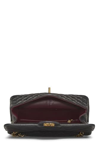 Chanel, sac à rabat classique double face en cuir d'agneau matelassé noir de taille moyenne, noir