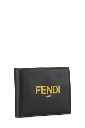 Fendi, portefeuille en cuir noir d'occasion, noir