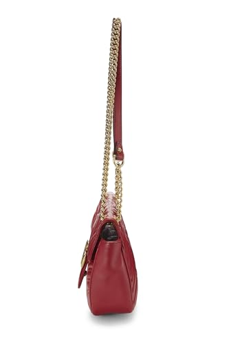 Gucci, Pre-Loved Red Leather GG Marmont Shoulder Bag Small, Red