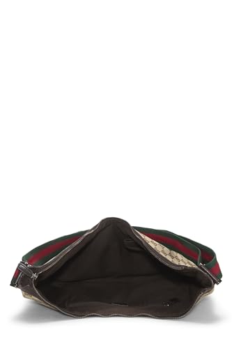 Gucci, sac messager rond en toile GG d'occasion, grand modèle, marron