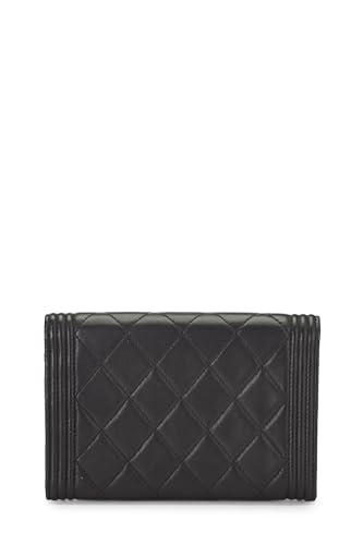 Chanel, Pre-Loved Black Quilted Lambskin Boy Wallet, Black