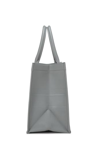 Dior, Bolso tipo libro mediano de piel de becerro con relieve gris Pre-Loved, Gris