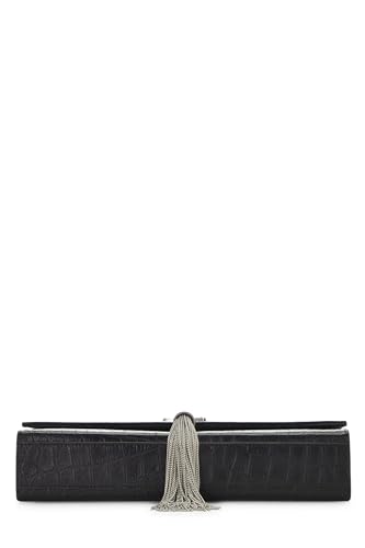 Saint Laurent, Pre-Loved Black Embossed Kate Tassel Medium, Black