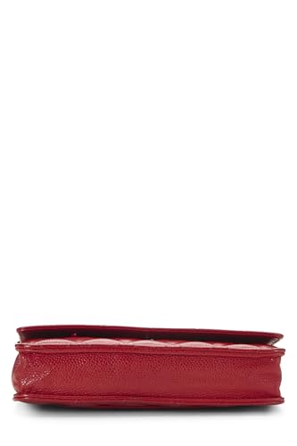 Chanel, Pre-Loved Red Caviar Classic Quilted Wallet On Chain (WOC), Red