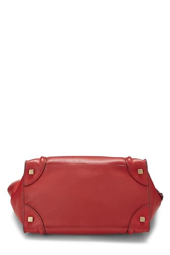 Céline, Pre-Loved Red Drummed Calfskin Luggage Mini, Red