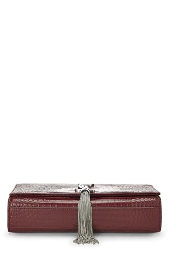 Yves Saint Laurent, Pre-Loved Burgundy Embossed Kate Tassel Medium, Burgundy