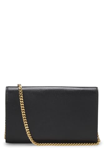 Yves Saint Laurent, Portefeuille Star Kate en cuir grainé noir d'occasion avec chaîne (WOC), noir