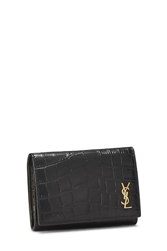 Yves Saint Laurent, Pre-Loved Black Embossed Leather Key Case, Black