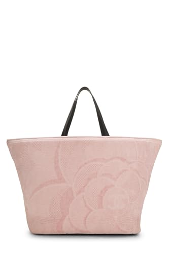 Chanel, grand sac fourre-tout en tissu éponge rose d'occasion, rose