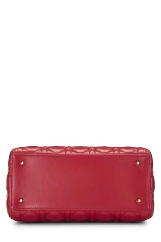 Dior, Pre-Loved Red Cannage Quilted Lambskin Lady Dior Medium, Red