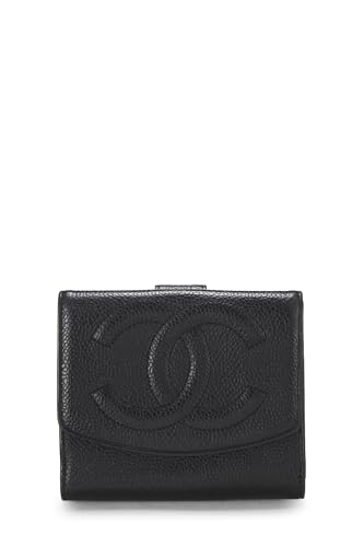 Chanel, Pre-Loved Black Caviar Timeless 'CC' Compact Wallet, Black